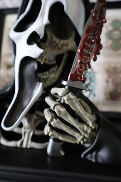 A ghostface bust inspired by the character from the slasher movies Scream