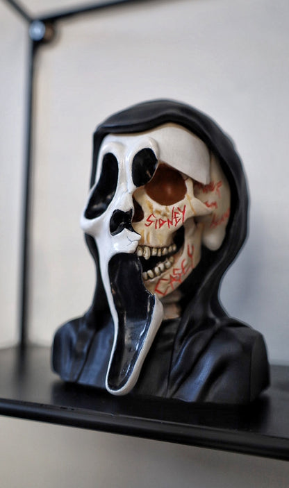 Handpainted bust of Ghostface from the horror slasher film Scream. Horror gifts 