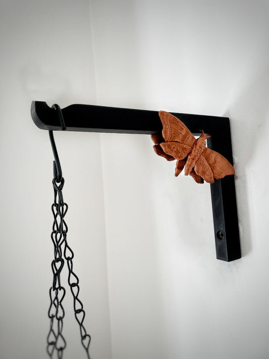 Hanging basket hook with death moth detailing. Gothic home decor