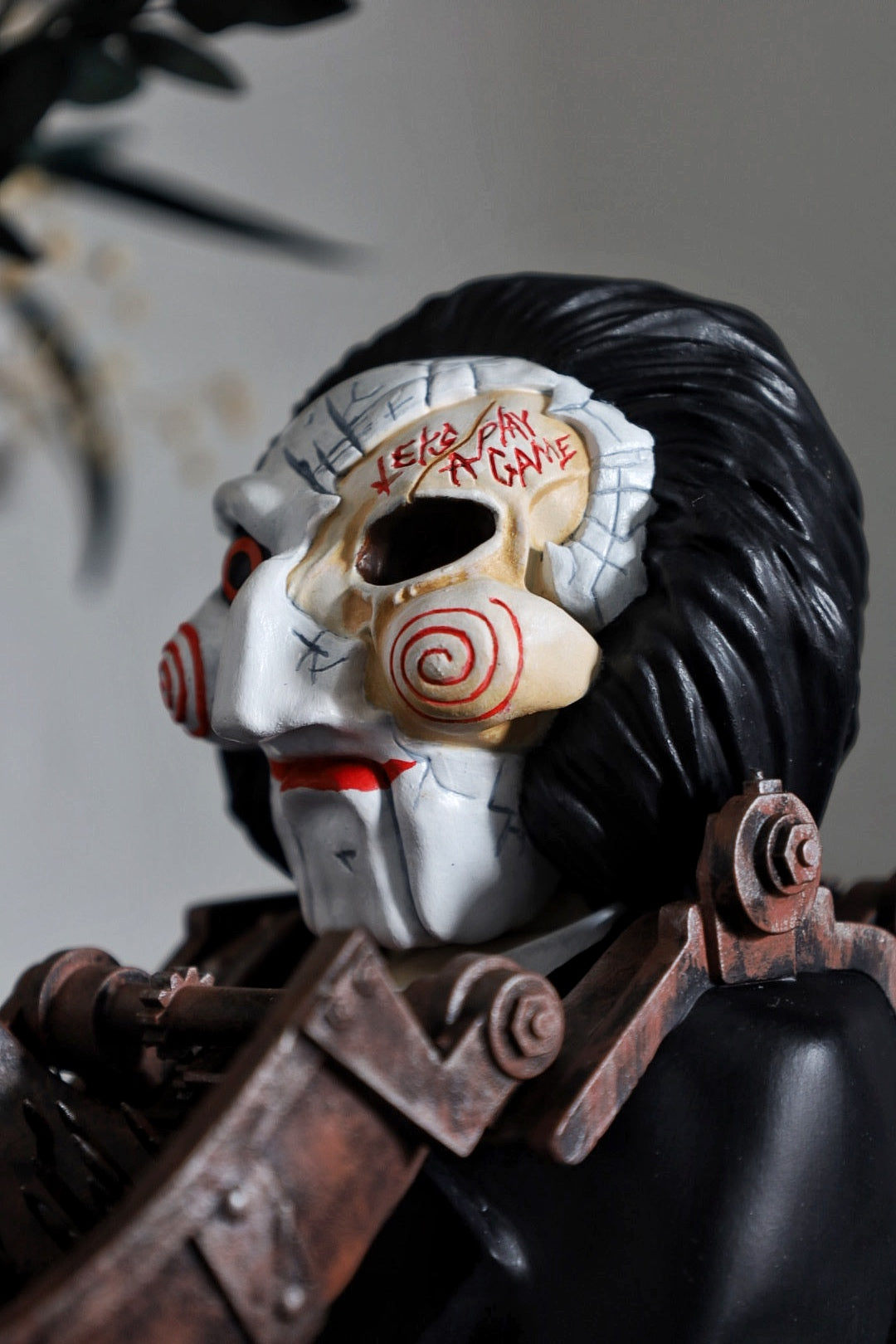 Hand painted Jigsaw bust from the horror franchise Saw