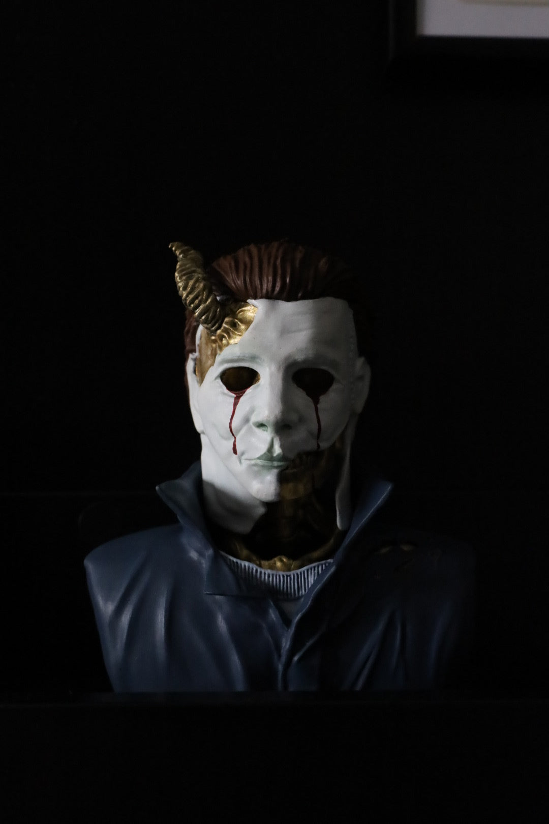 A hand painted bust of Michael Myers from the horror film Halloween. Horror gifts