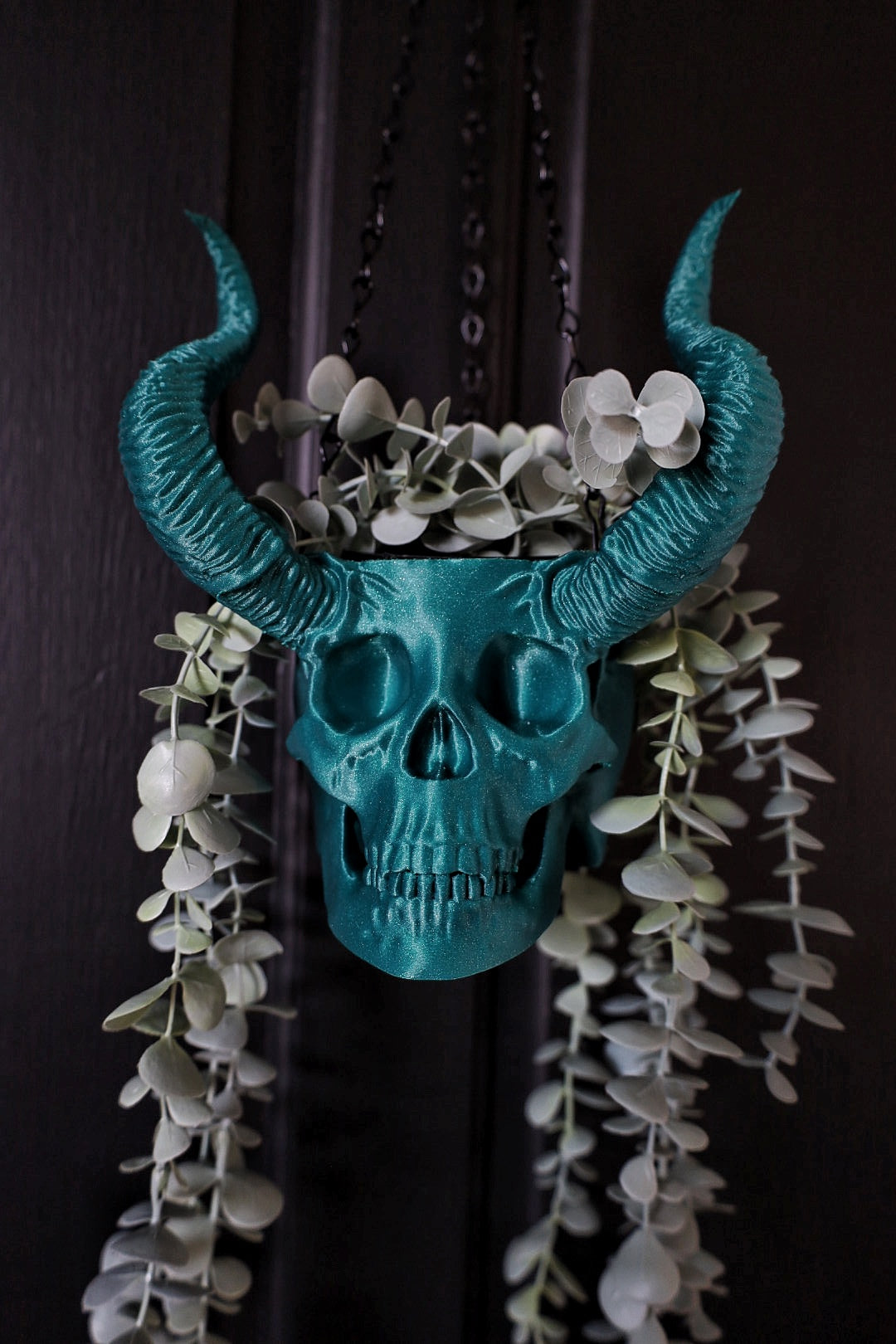 Horned Skull Hanging Planter